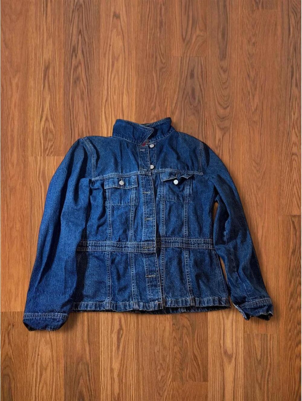 Zena Jeans Womens Dark Wash Denim Button Front Jacket Blue Size XL